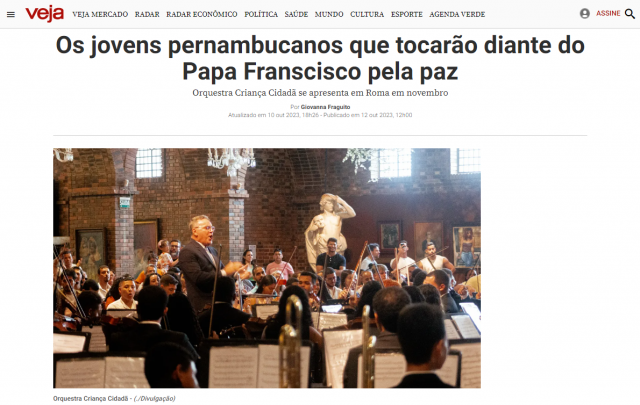Viagem da OCC ao Vaticano é destaque na mídia